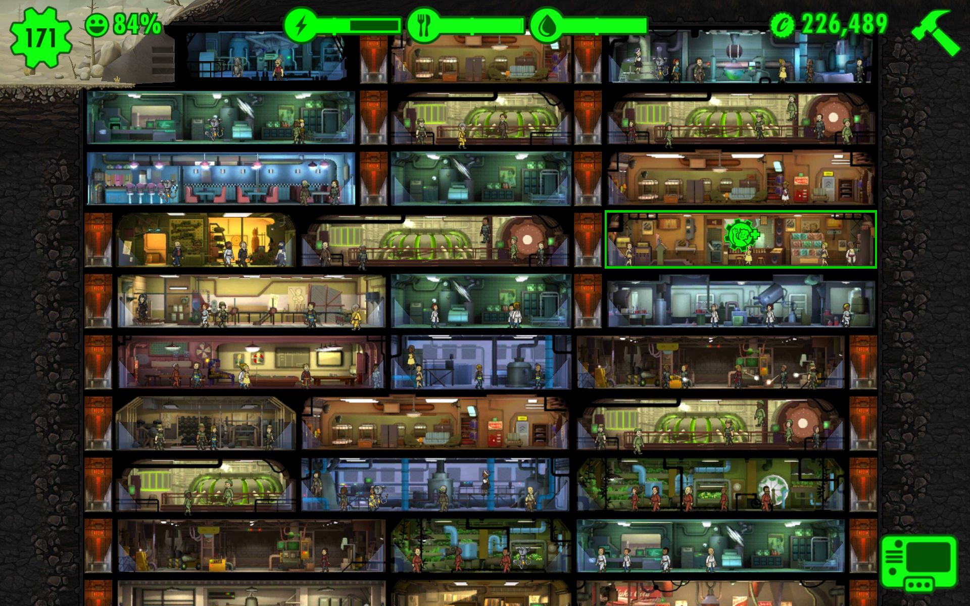 fallout shelter max room size