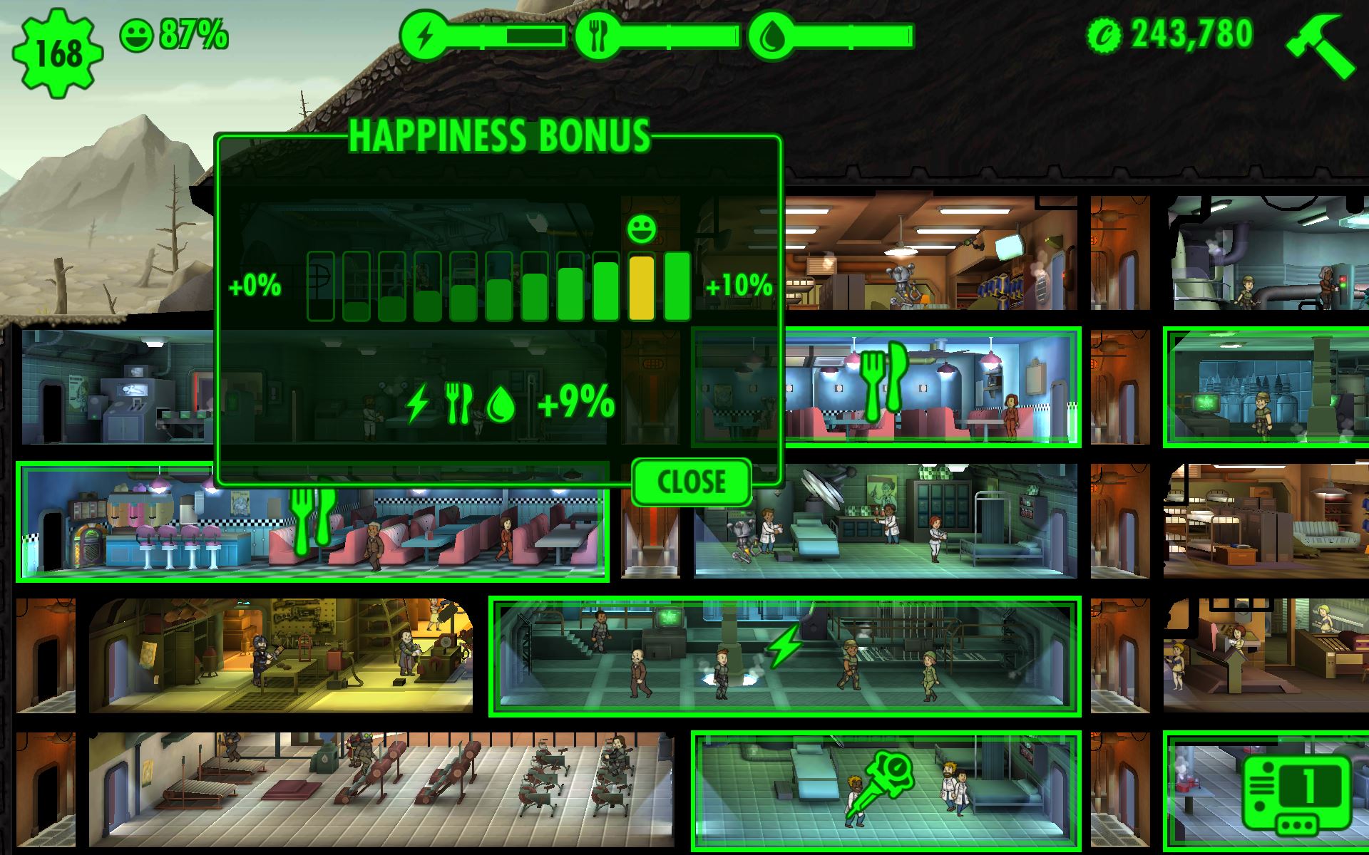 fallout shelter happiness training