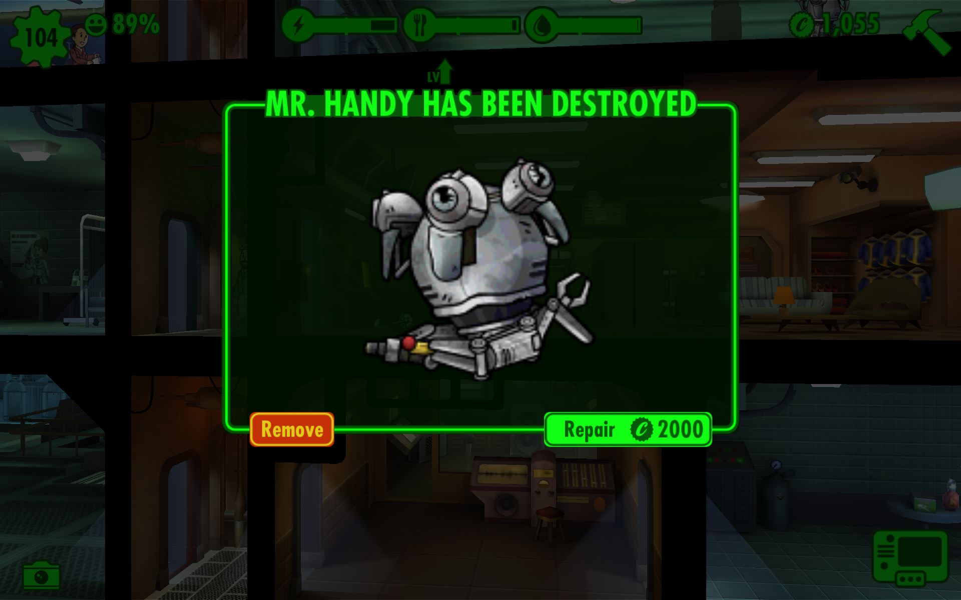 how to increase health of mr handy fallout shelter