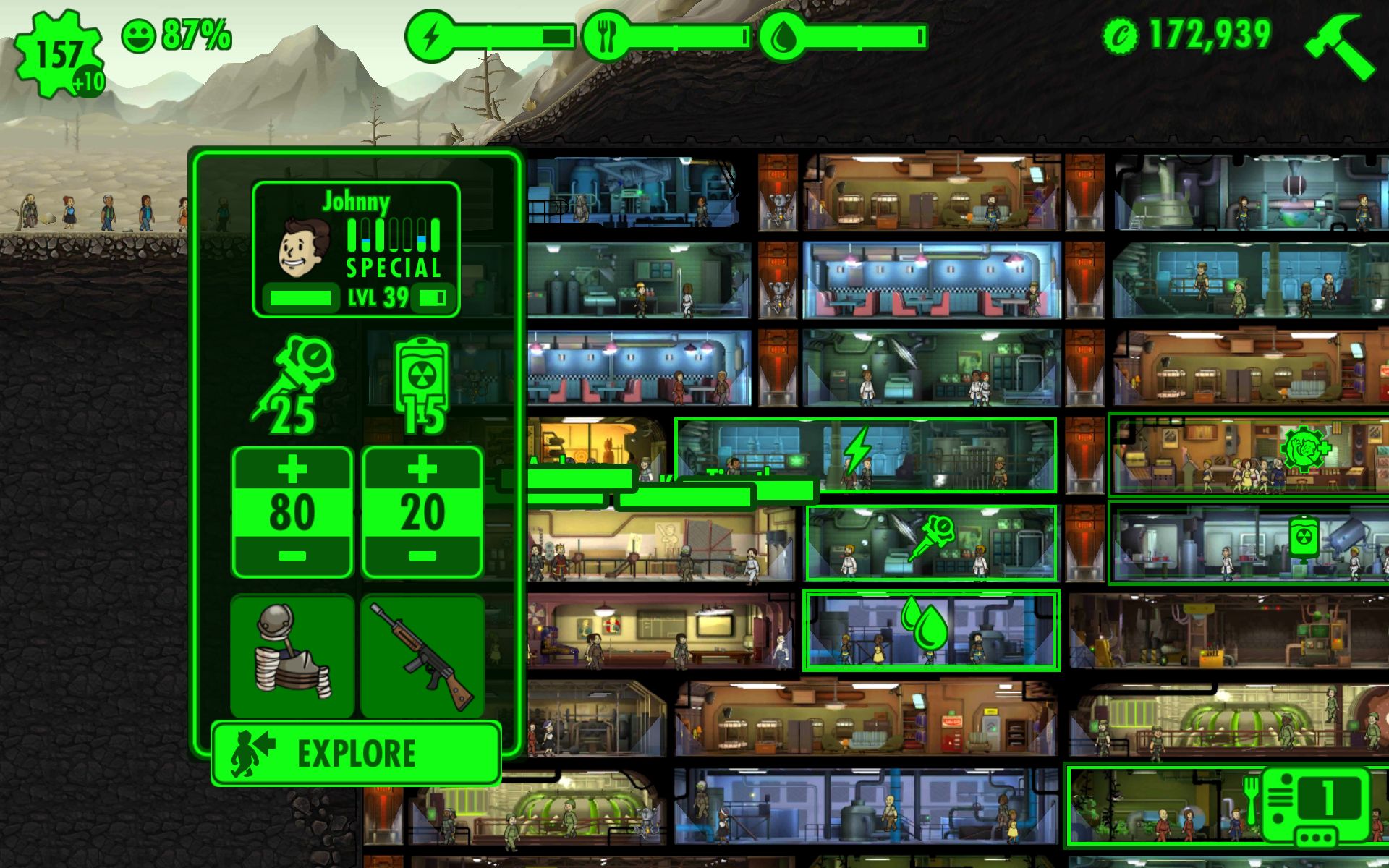 fallout shelter why are the symbols for stimpaks sometimes green
