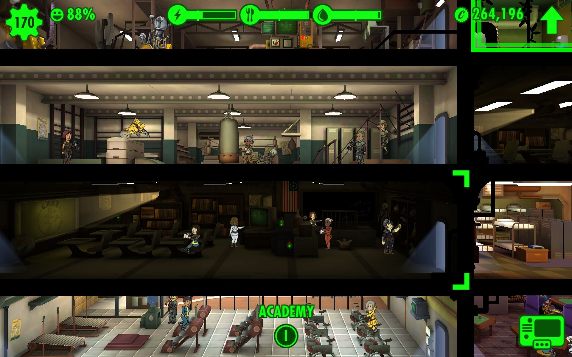 training room size fallout shelter