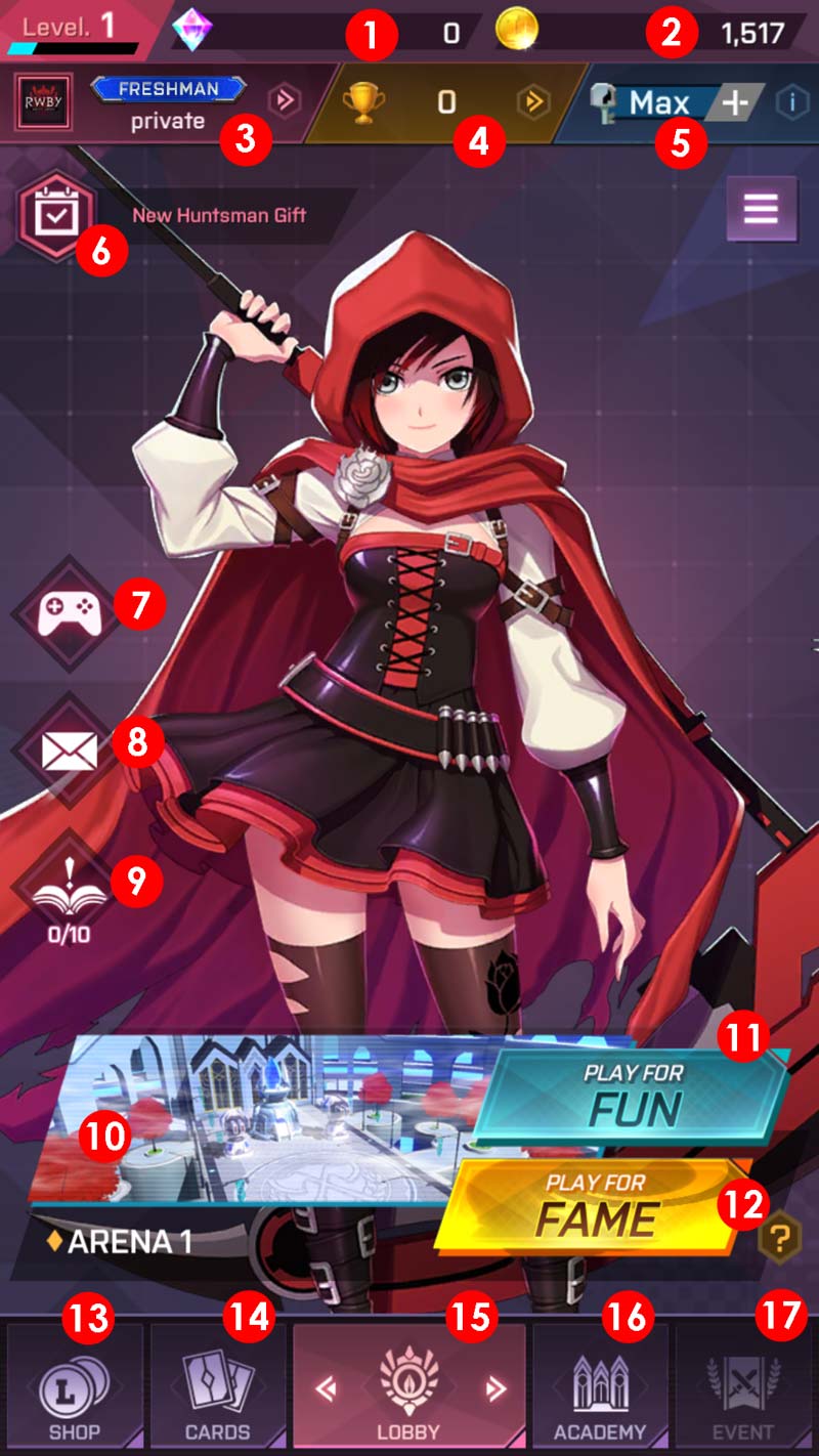 Main Interface Rwby Amity Arena Cheats Tips And Walkthrough