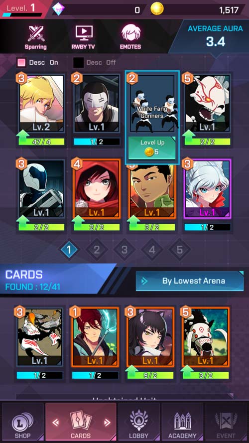 Character Cards Rwby Amity Arena Cheats Tips And Walkthrough