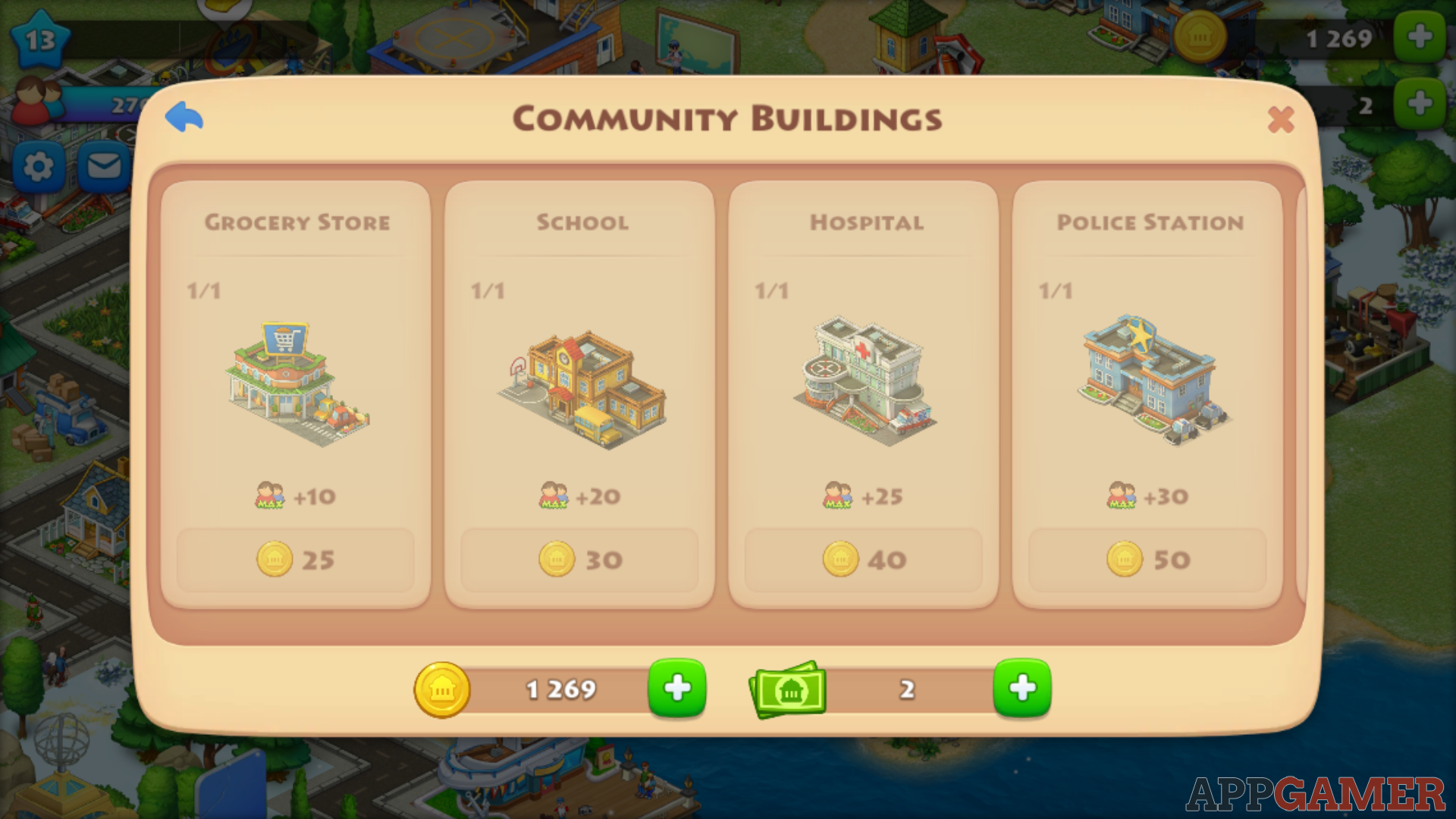 what happens when delete community building in game township