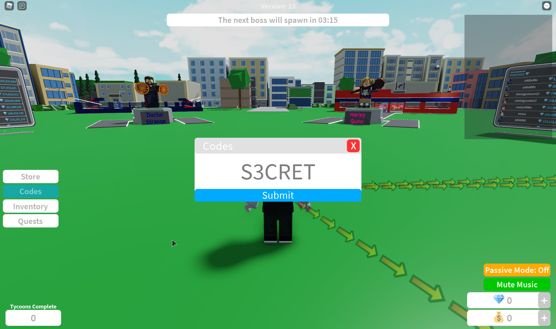Code Game Roblox 2 Player Superhero Tycoon - roblox 2plr wicked tycoon codes