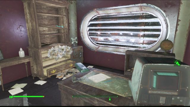 where is the reception desk in fallout 4 vault tec dlc