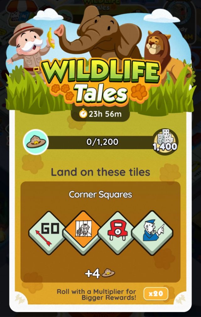 Wildlife Tales Milestones and Rewards Monopoly GO!