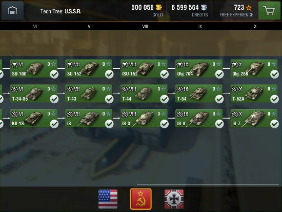 The game includes the full set of USSR (Soviet) Tanks.