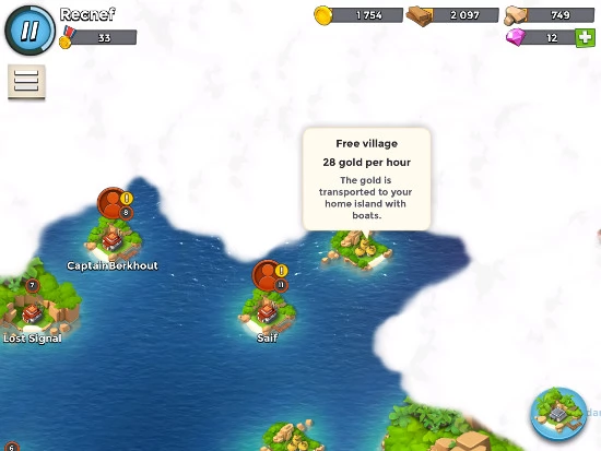 Tapping on any of the Islands that you have already liberated will display a summary of your native-sourced income - how much gold per hour are they contributing to your empire?