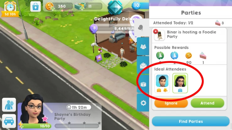 Why a Sim Gets Suggested in a Party?