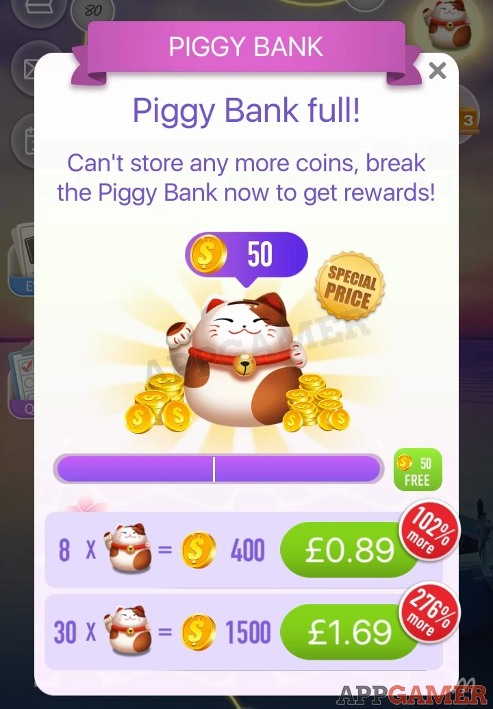 What is the piggy bank and how do I get the coins?