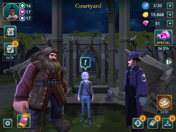 Meet Hagrid in the Courtyard