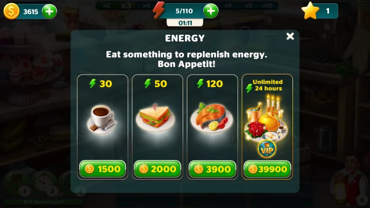 Use Coins to Purchase Food for Energy