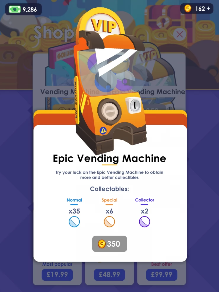 Get Collectibles via the Elite Vending Machine