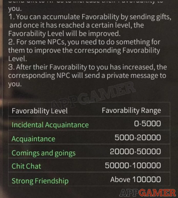 How to Increase Favorability with certain NPCs?