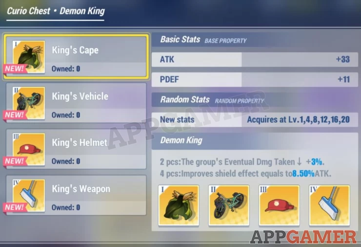Demon King Set: Reduce DMG taken, boost shield effect