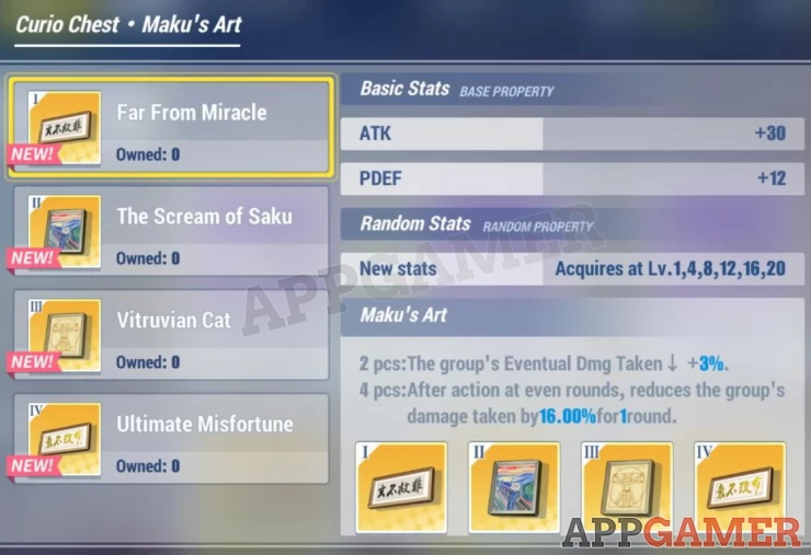 Maku's Art Set: Reduce DMG taken, further reduces DMG taken for even rounds