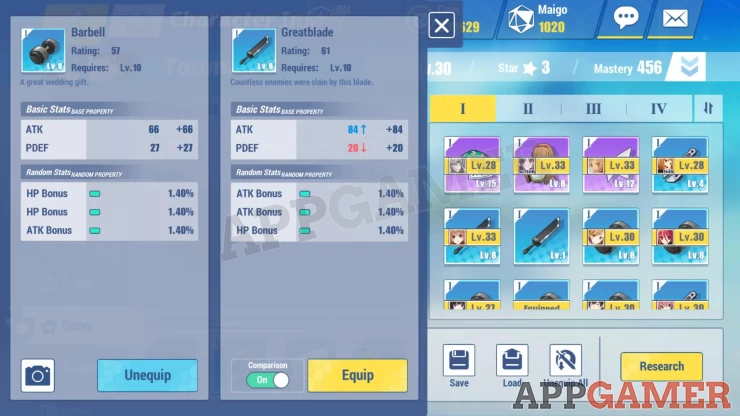 You can toggle the Comparison slider on the bottom to see the actual stat values that will be increased or decreased.