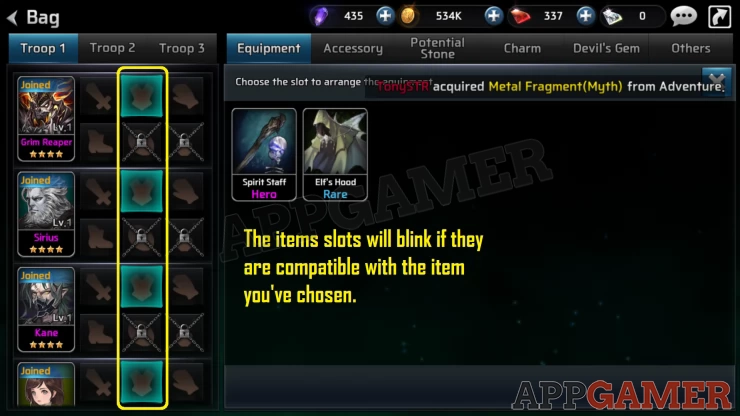 How to Equip Items to Heroes?
