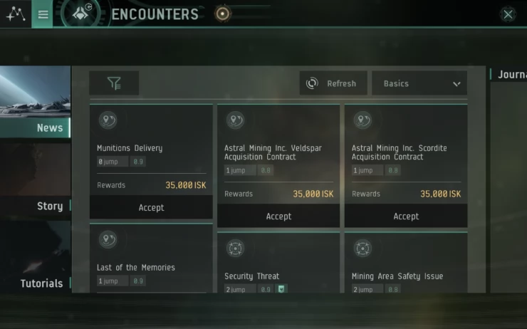 Select Missions from the News Menu