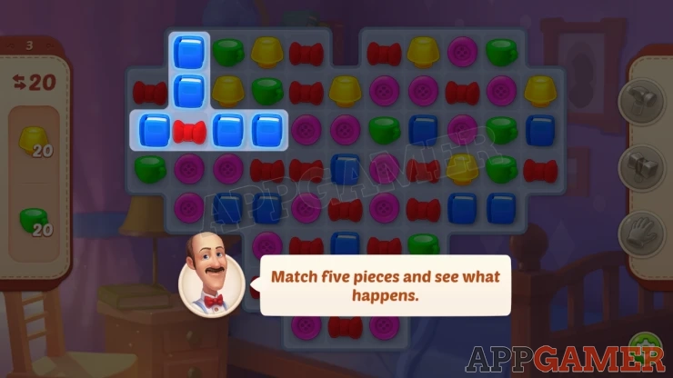 Match 4 or 5 pieces in T/L formation