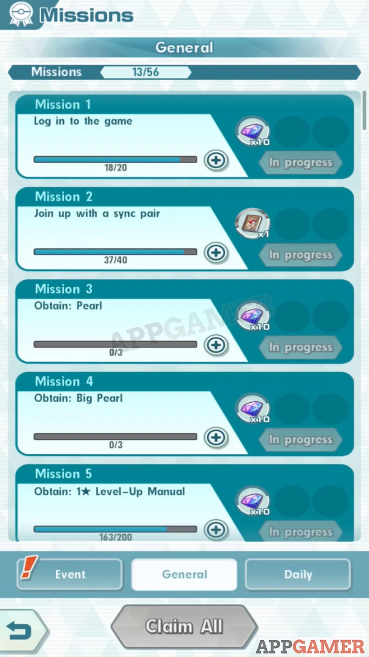 What are missions in Pokemon Masters?