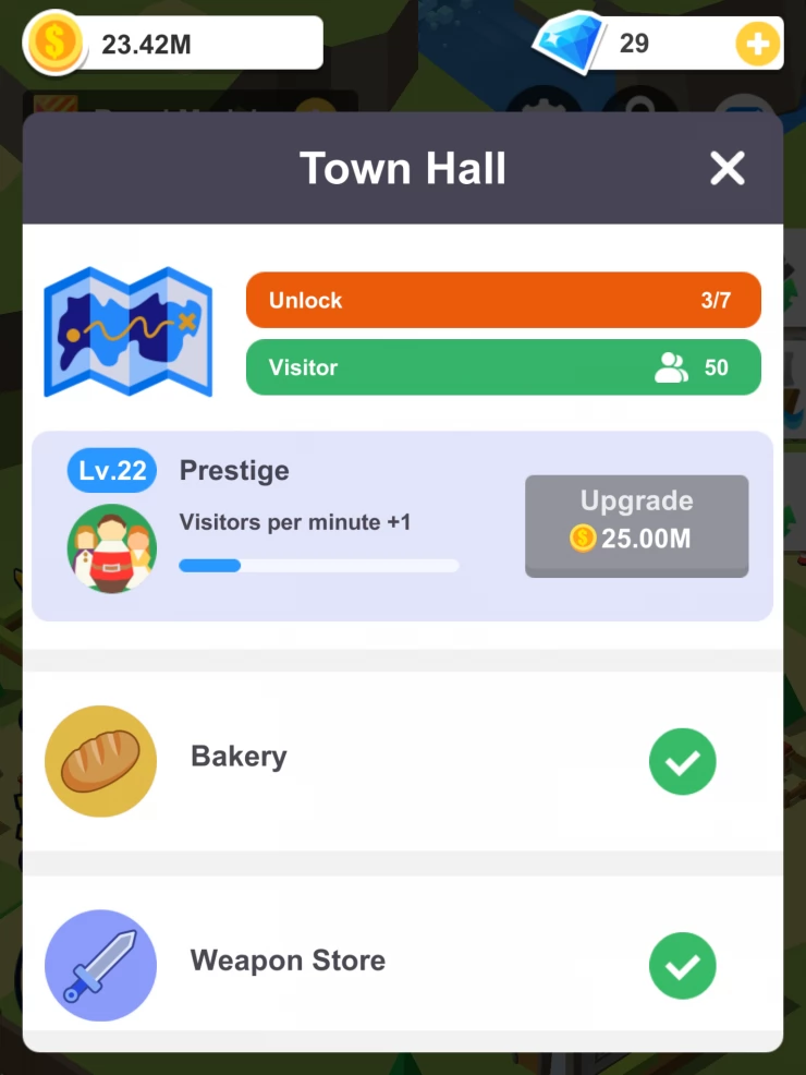 Upgrade Prestige at the Town Hall