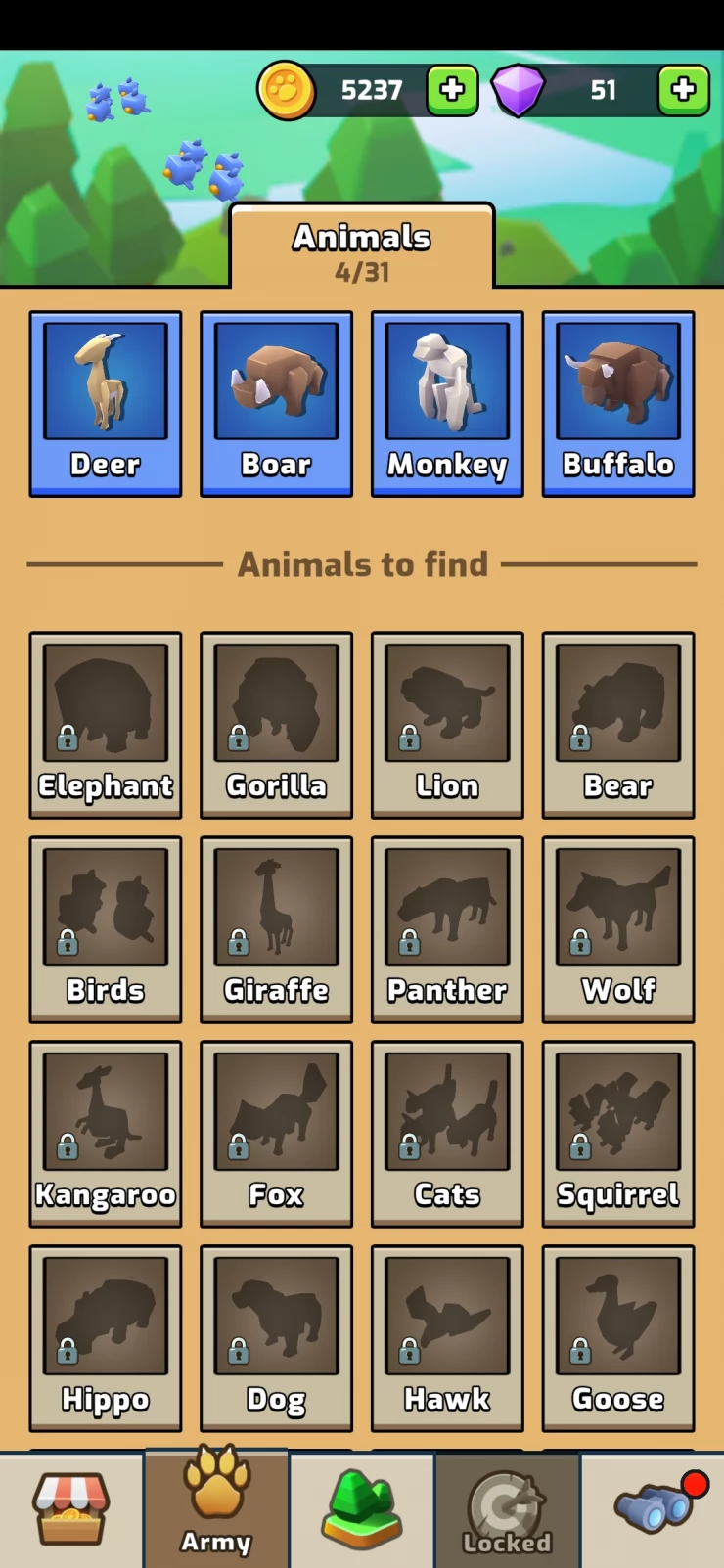 All Animals that can be unlocked in Animal Warfare