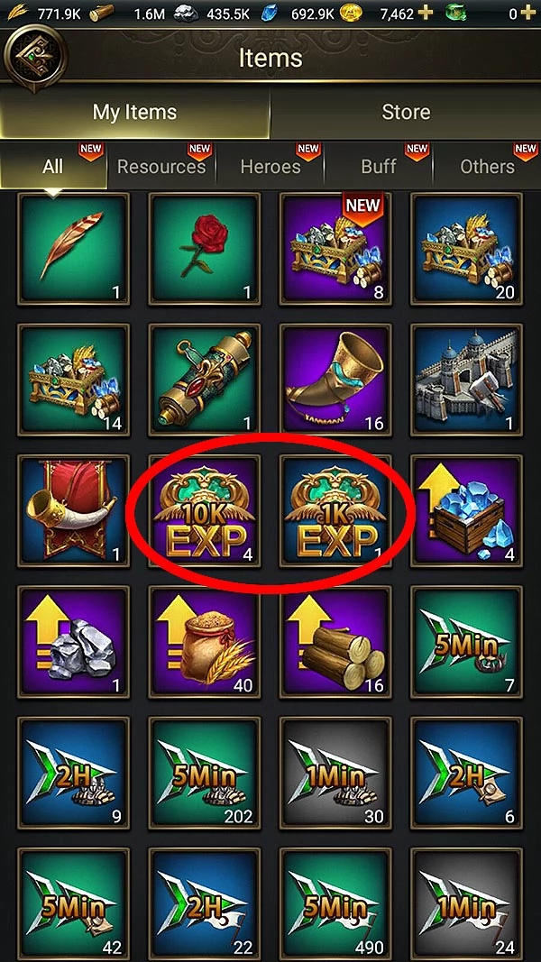 EXP items are usually earned from in-game quests.