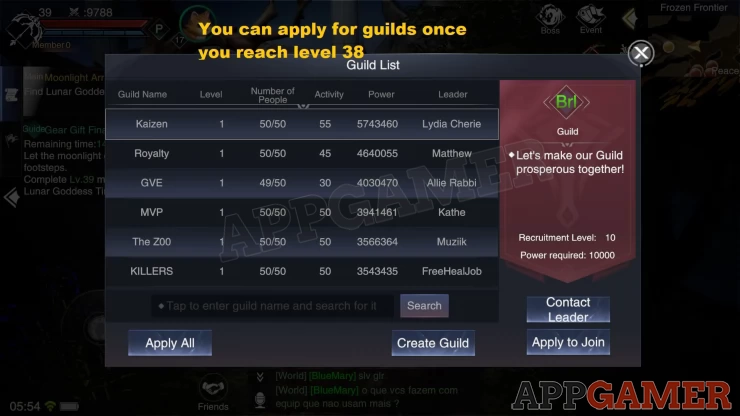 You can join guilds once you reach level 38