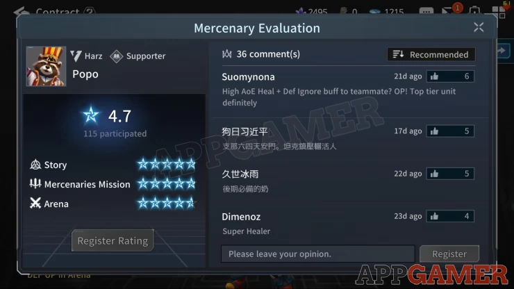 Mercenary Evaluation