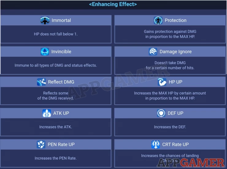 Enhancing effects in Heroes War: Counterattack