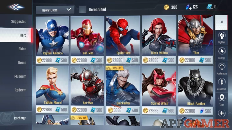 Marvel Super War Hero Shop