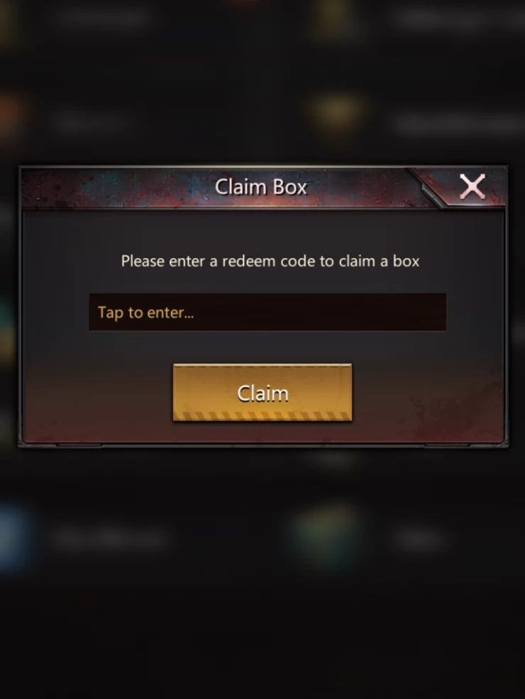 Enter Your Codes in the Claim Box
