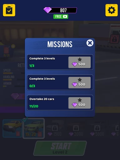 Complete Missions for More Diamonds
