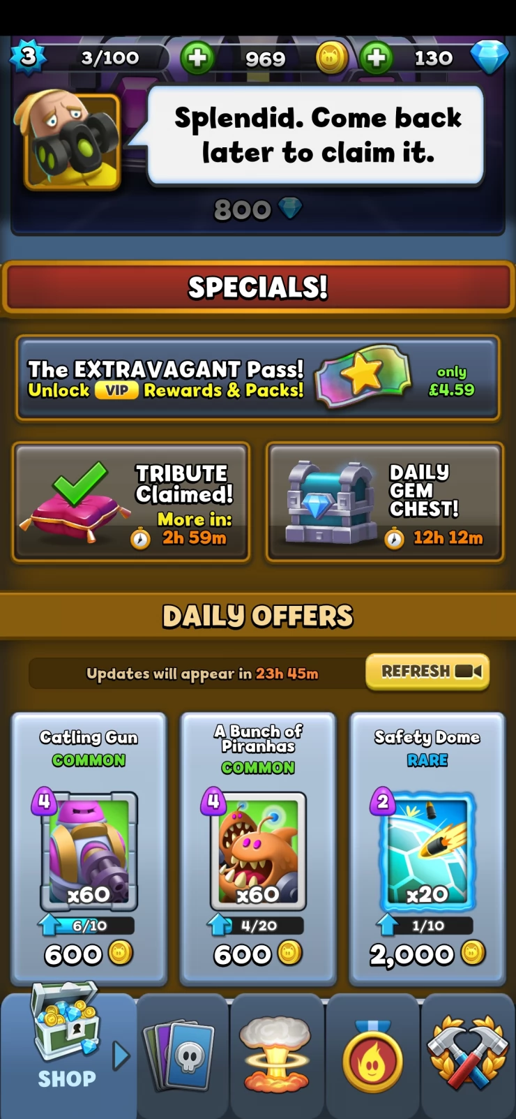 Get cards and upgrade them all at the beginning