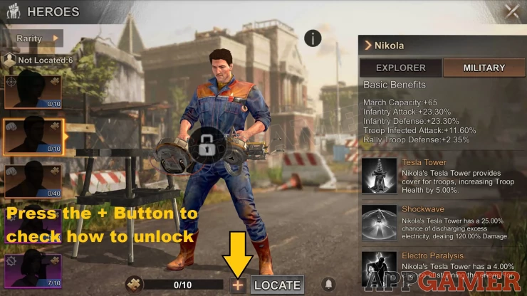 Press + to find how to unlock