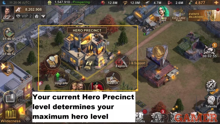 Hero Precinct level affects your battle power