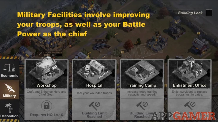 State of Survival Military Facilities