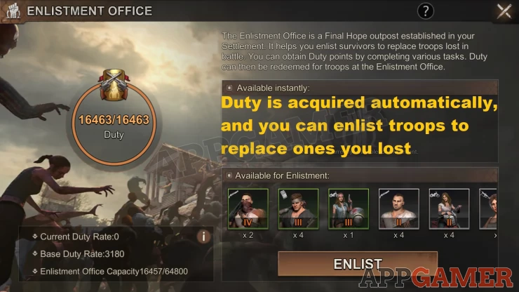 Duty Acquired lets you Enlist