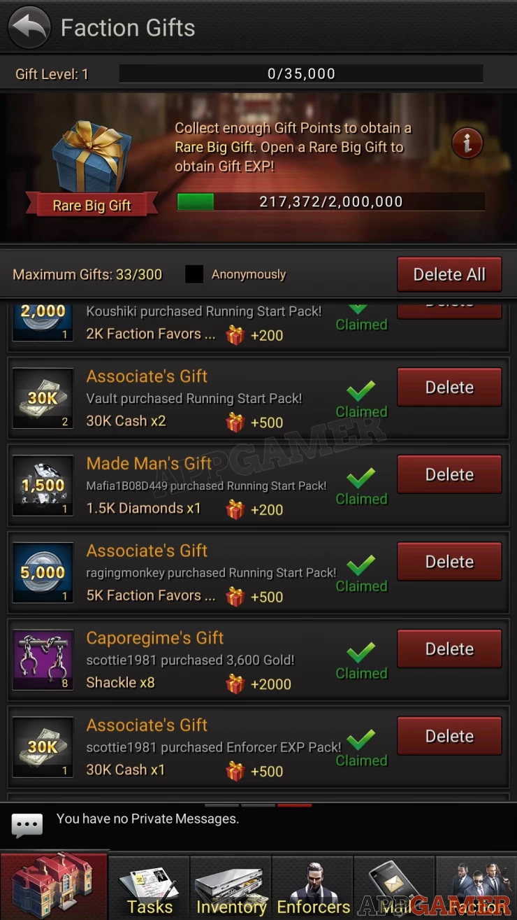 Purchasing packs and defeating Kingpins will give gifts to the faction