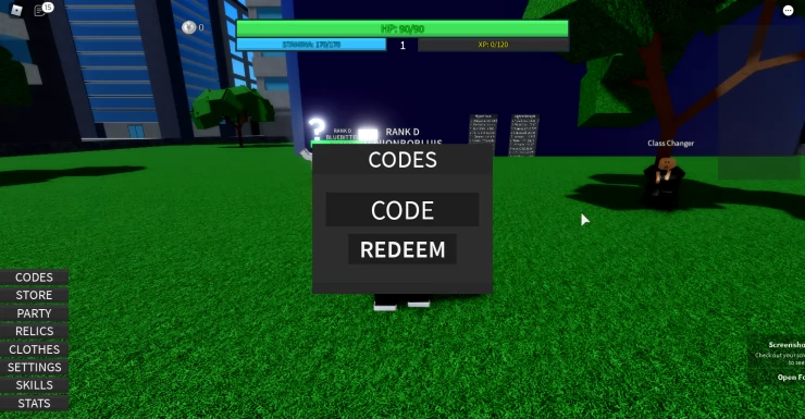 A Hero’s Destiny Codes Entry Screen