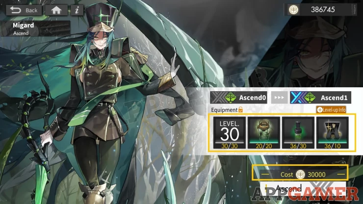 Maxed out level, Ascension materials, and Nightium are required for Ascension