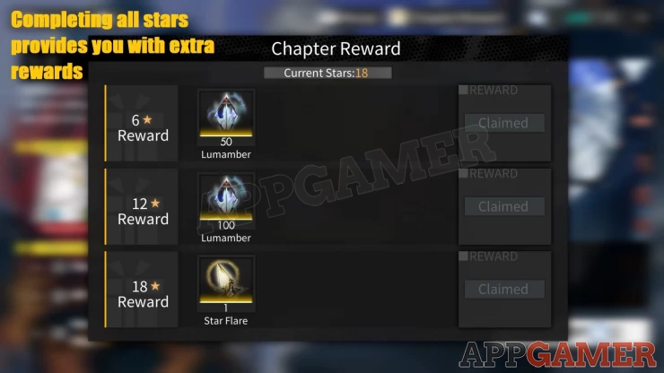 Complete all 3-Star conditions to maximize chapter rewards