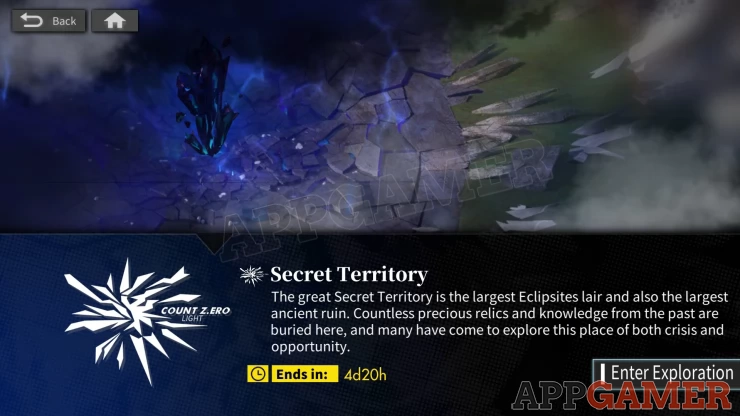 The Secret Territory has a time limit for exploration
