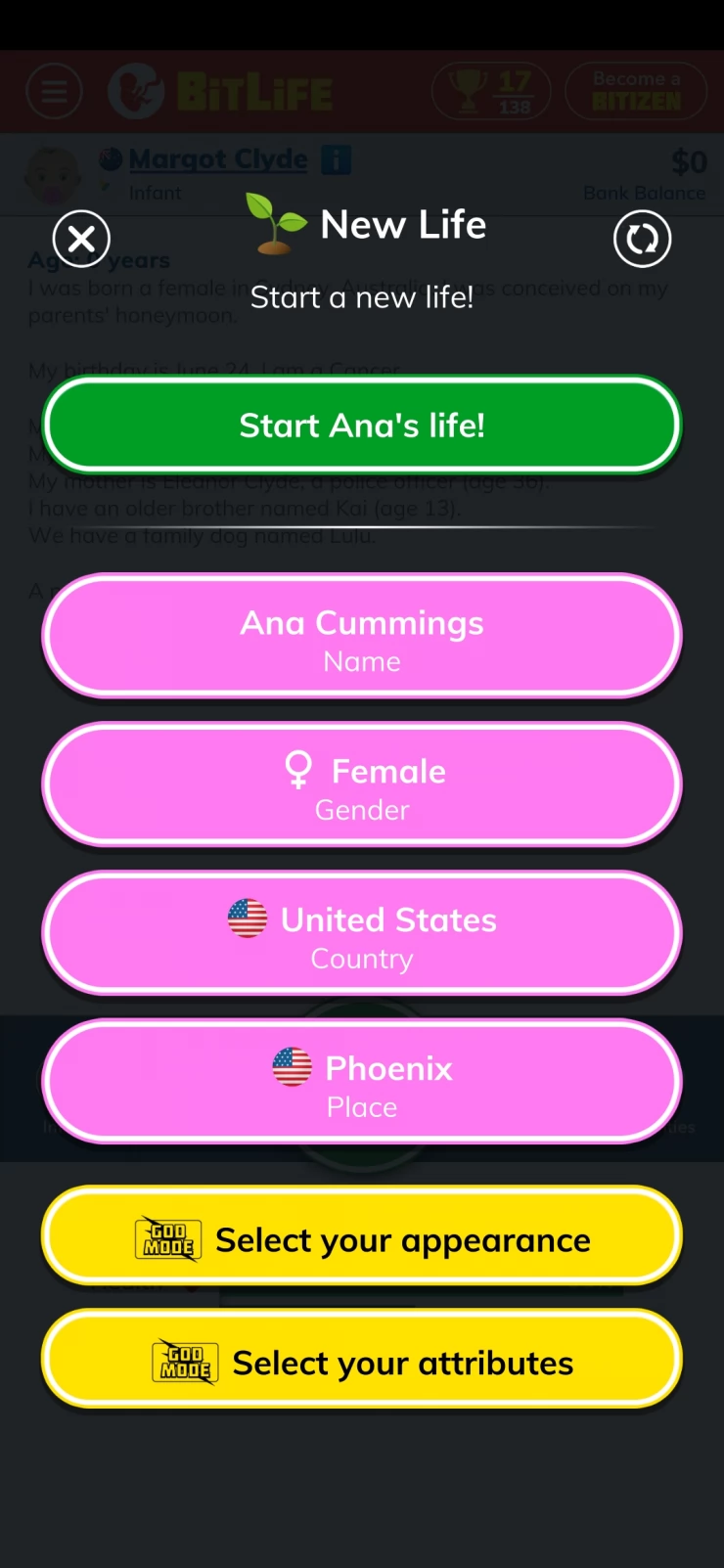 Be Born a Female in Phoenix, USA