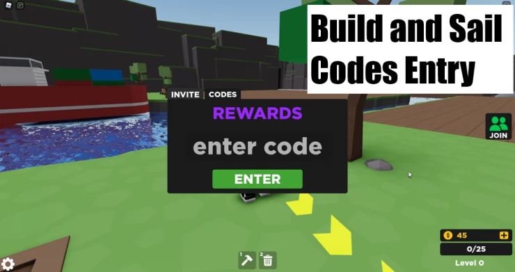 Build and Sail Codes Entry Screen