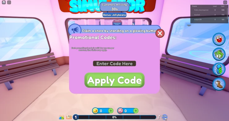 Candy Simulator Code Entry