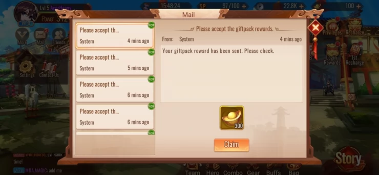 Check your in-game mail to collect your free gifts