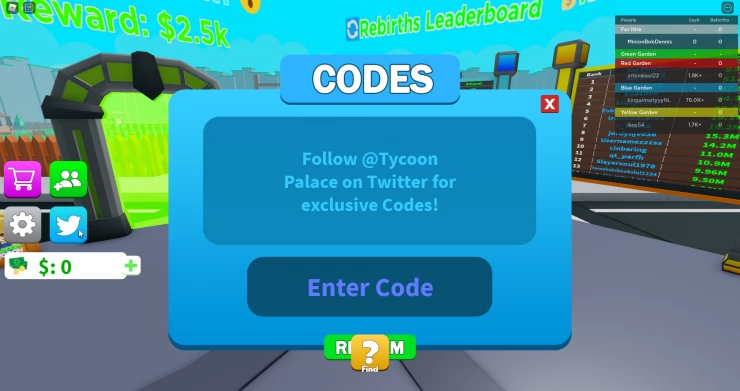 Garden Tycoon Code Entry